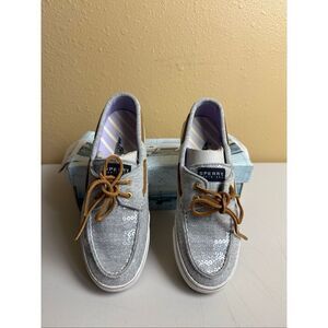 “Sperry Top-Sider Bahama Grey Fleece Sequin Women’s Boat Shoes Size 9M”